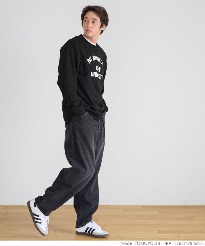 ポリエステルコットン裏起毛レギュラーカレッジロゴトップスメンズレディースメール便不可