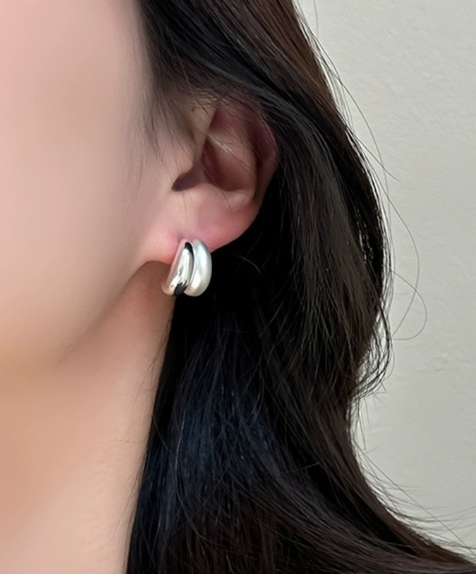 メタルマットマットシャイニードロップピアス