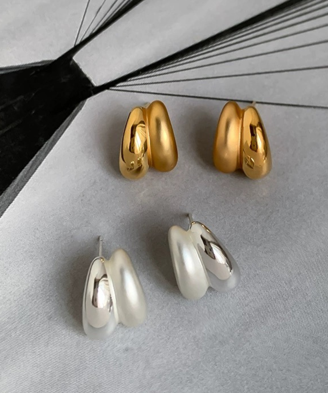 メタルマットマットシャイニードロップピアス