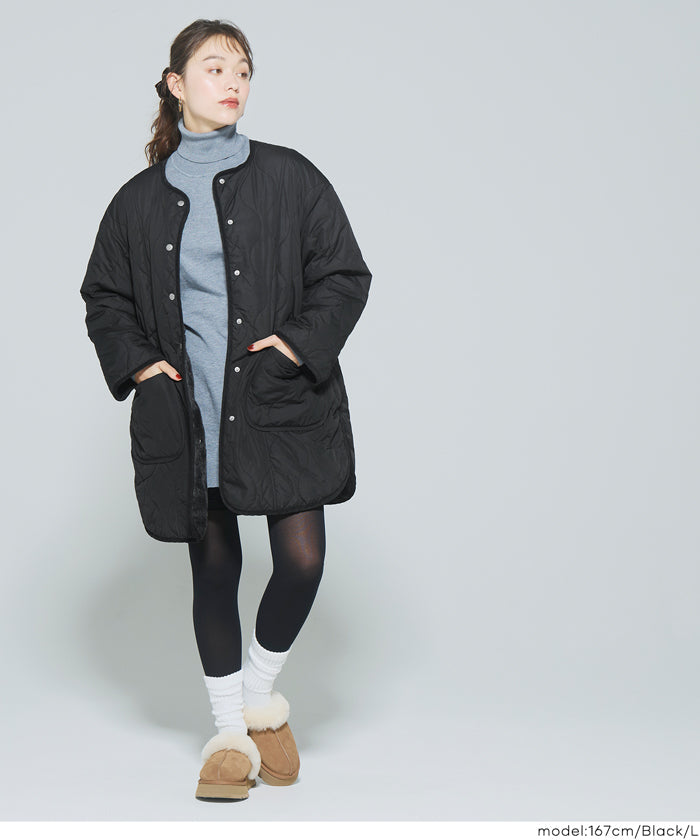 リバーシブルファーキルティングミドルコート ウォッシャブル レディース 送料無料/メール便不可