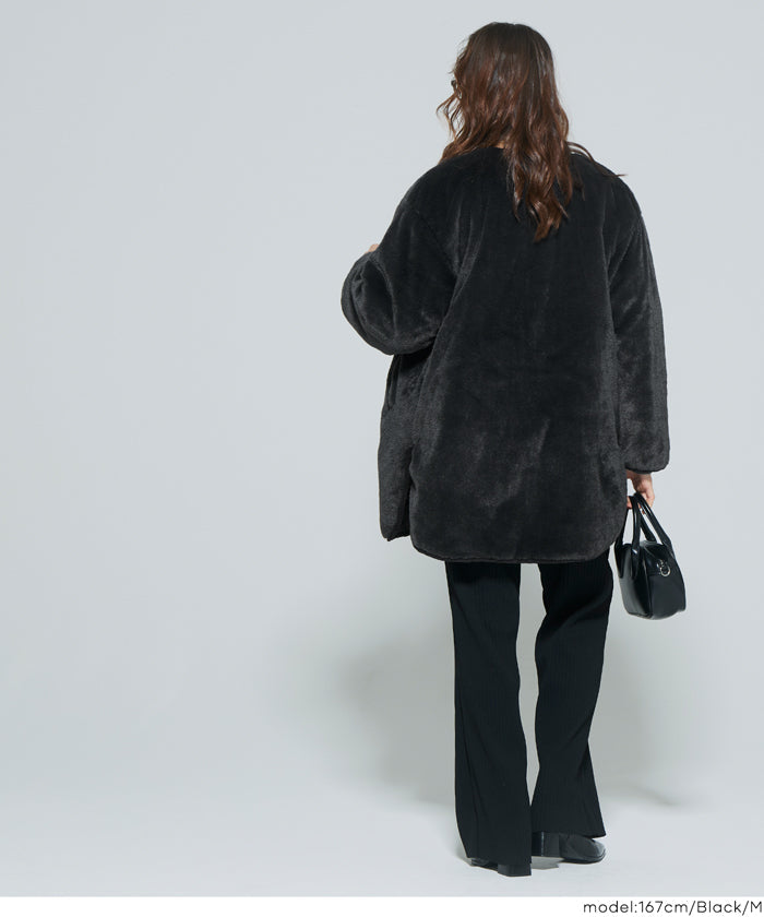 リバーシブルファーキルティングミドルコート ウォッシャブル レディース 送料無料/メール便不可