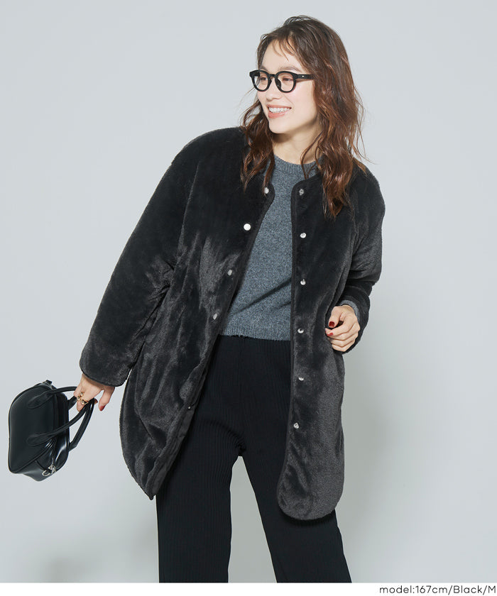 リバーシブルファーキルティングミドルコート ウォッシャブル レディース 送料無料/メール便不可