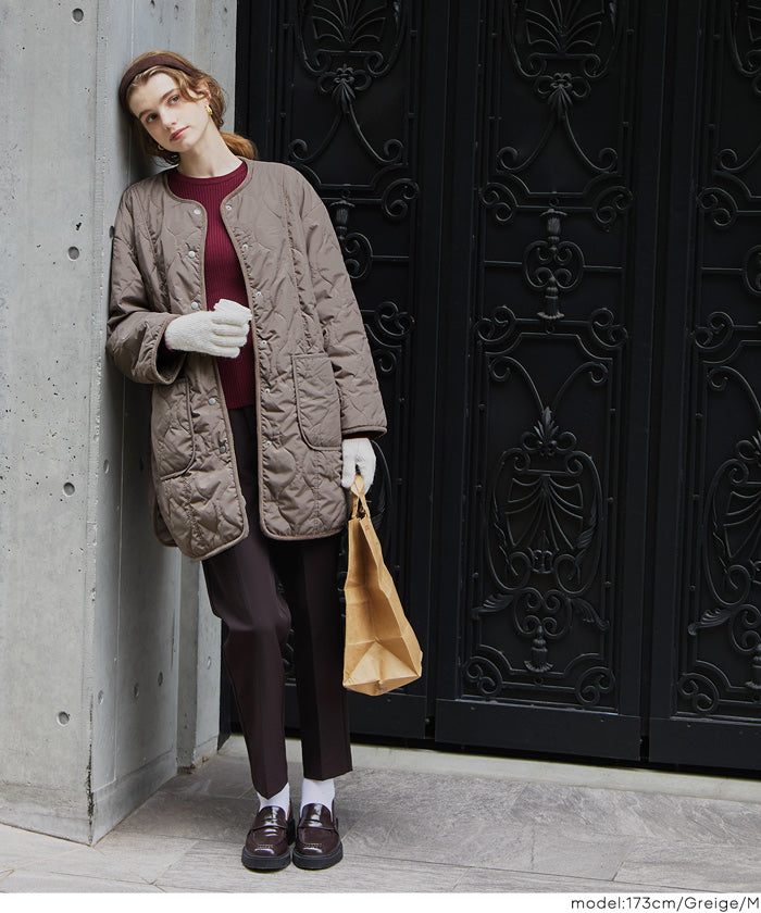 リバーシブルファーキルティングミドルコート ウォッシャブル レディース 送料無料/メール便不可
