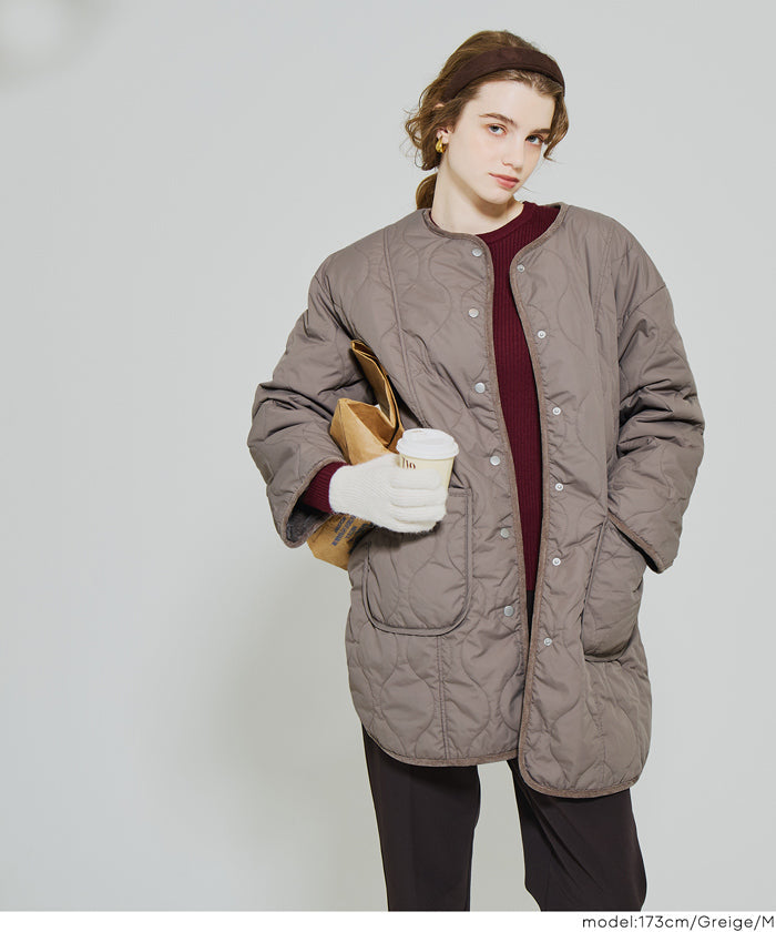 リバーシブルファーキルティングミドルコート ウォッシャブル レディース 送料無料/メール便不可
