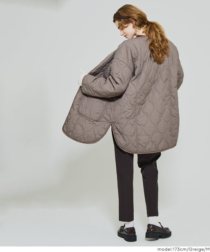 リバーシブルファーキルティングミドルコート ウォッシャブル レディース 送料無料/メール便不可