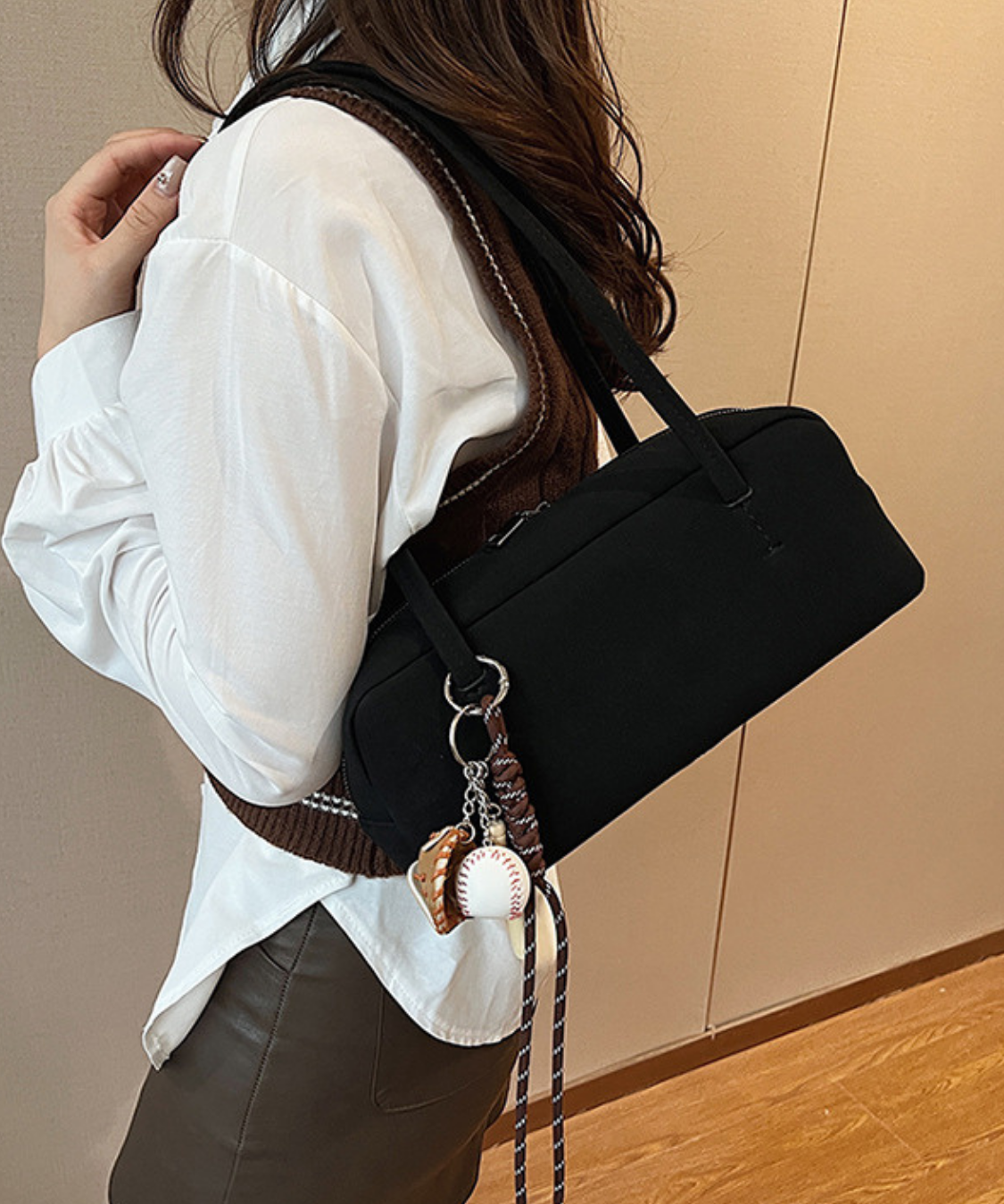 Wファスナースクエアボストンバッグ（チャーム無し：その後終了） 