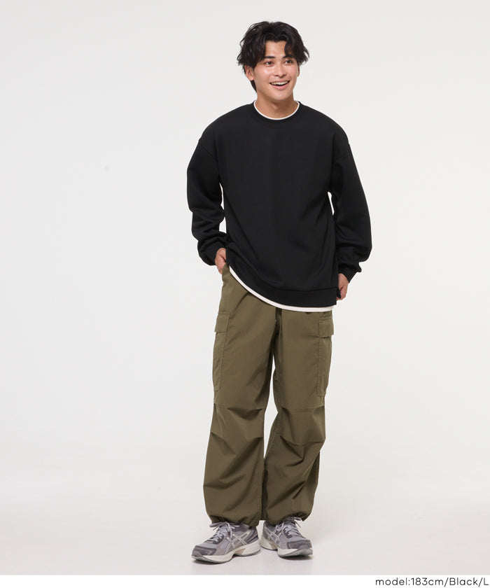 レイヤード風ソフトジャージーメンズトレーナー メール便不可