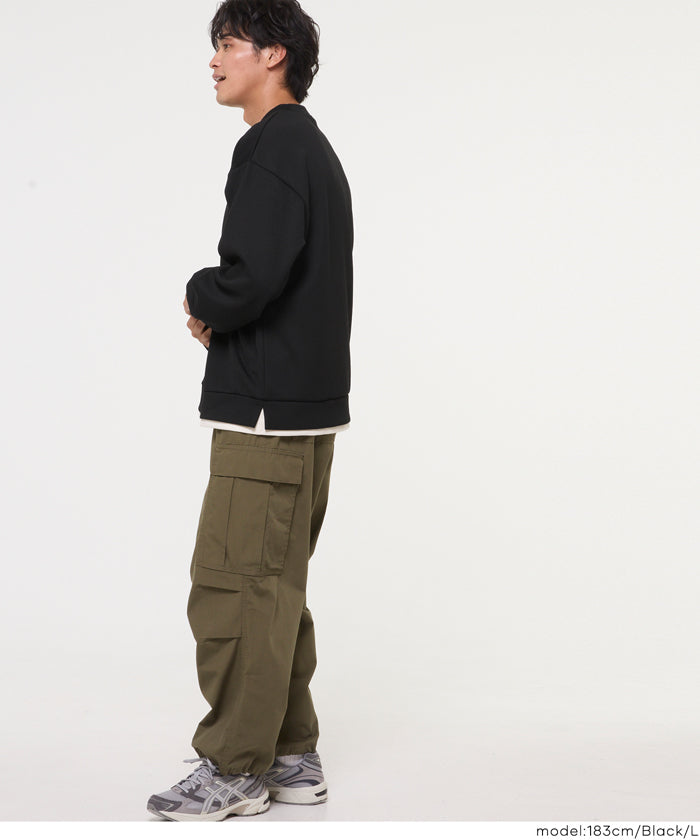 レイヤード風ソフトジャージーメンズトレーナー メール便不可