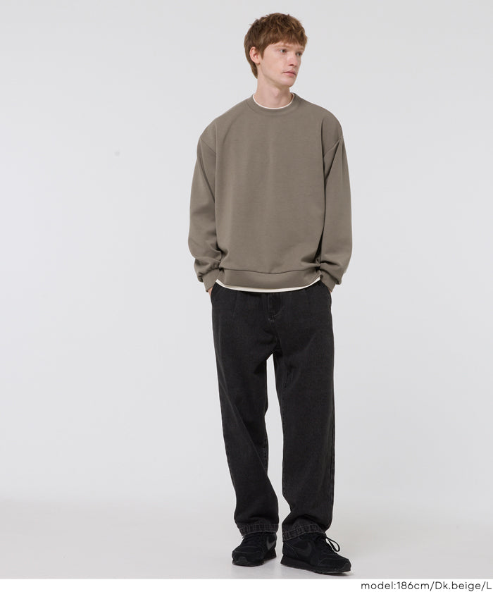 レイヤード風ソフトジャージーメンズトレーナー メール便不可