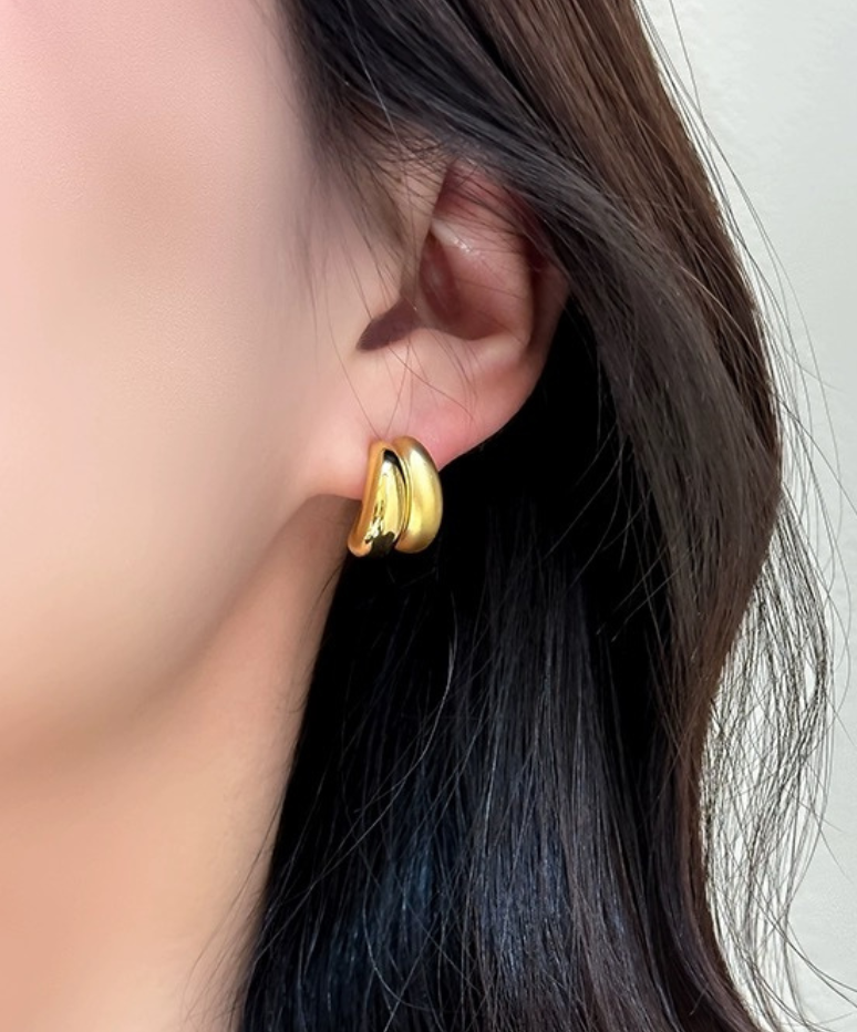 メタルマットマットシャイニードロップピアス