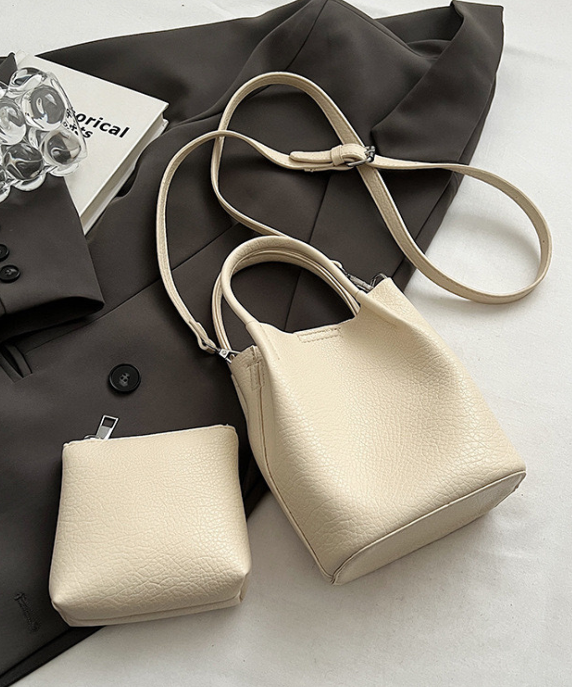 フェイクレザーミニバッグ+ミニポーチ